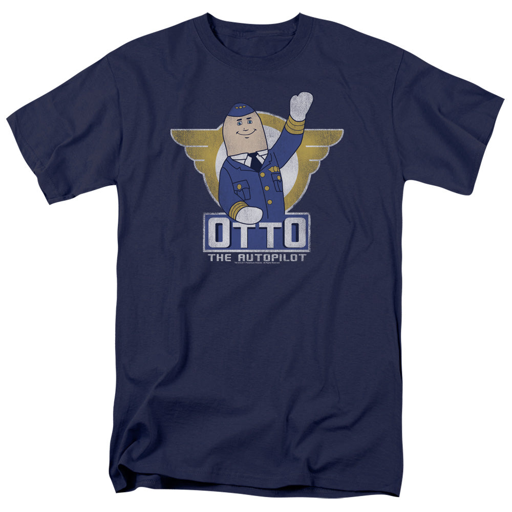 AN OFFCIALLY LICENSED AIRPLANE OTTO MEN'S REGULAR FIT T-SHIRT NAVY