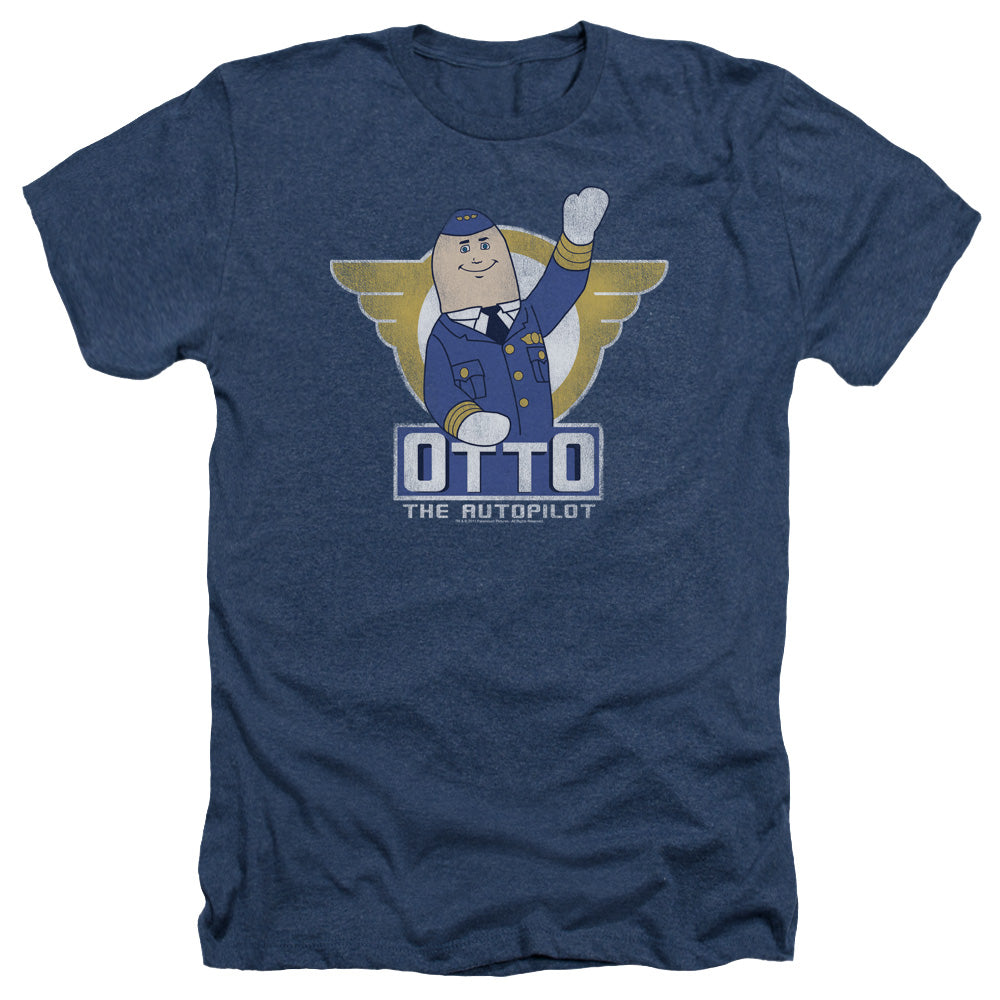 AN OFFCIALLY LICENSED AIRPLANE OTTO MEN'S HEATHER T-SHIRT NAVY