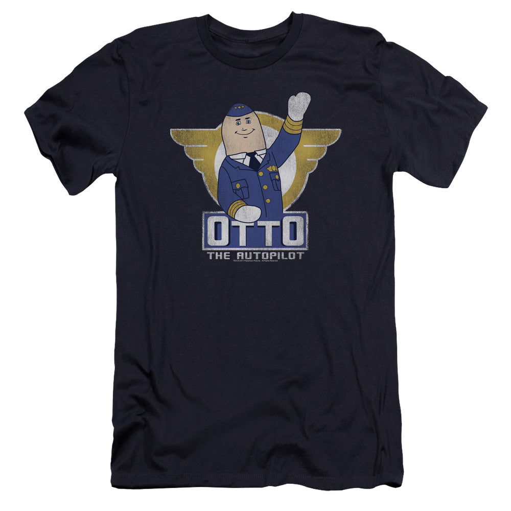 AN OFFCIALLY LICENSED AIRPLANE OTTO MEN'S PREMIUM SLIM FIT T-SHIRT NAVY