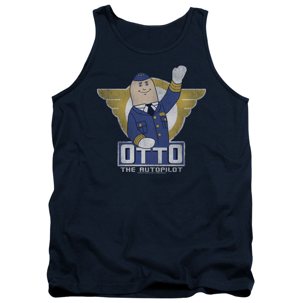 AN OFFCIALLY LICENSED AIRPLANE OTTO ADULT UNISEX TANK TOP NAVY