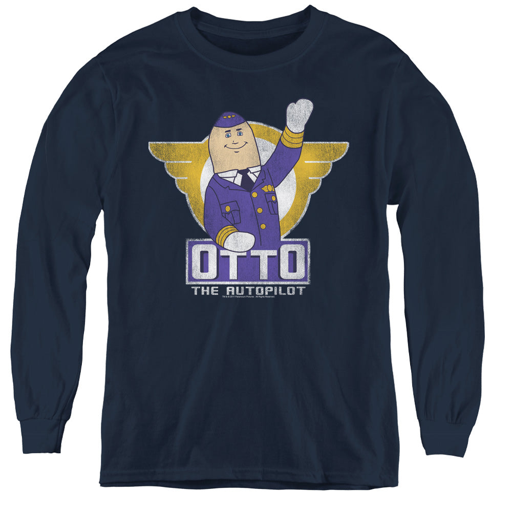 AN OFFCIALLY LICENSED AIRPLANE OTTO YOUTH LONG SLEEVE T-SHIRT NAVY