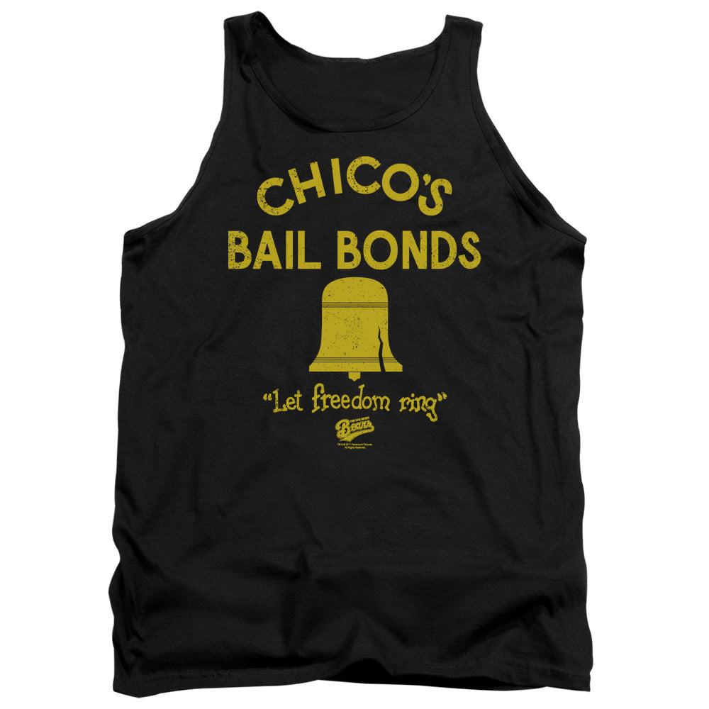 AN OFFCIALLY LICENSED BAD NEWS BEARS CHICOS BAIL BONDS ADULT UNISEX TANK TOP BLACK