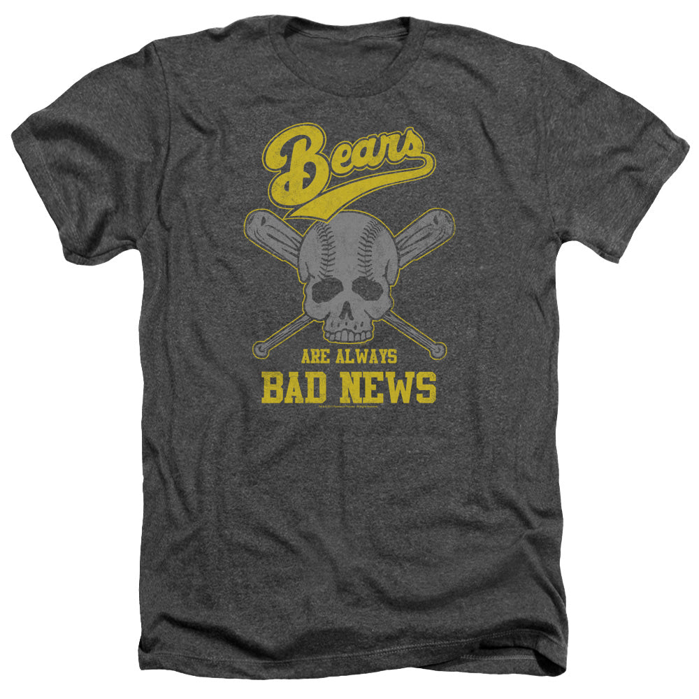 AN OFFCIALLY LICENSED BAD NEWS BEARS ALWAYS BAD NEWS MEN'S HEATHER T-SHIRT CHARCOAL