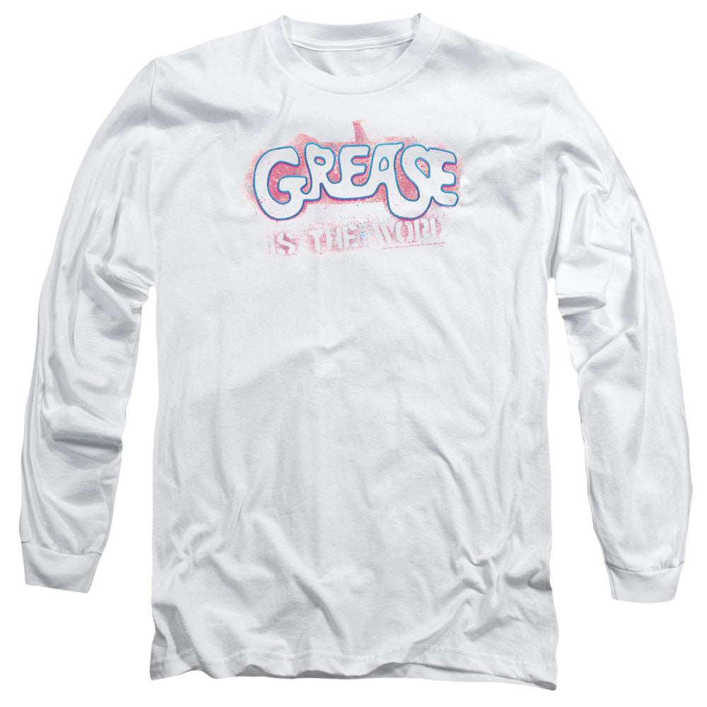 AN OFFCIALLY LICENSED GREASE GREASE IS THE WORD MEN'S LONG SLEEVE T-SHIRT WHITE