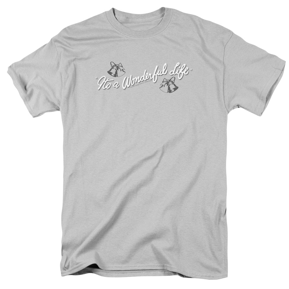 AN OFFCIALLY LICENSED ITS A WONDERFUL LIFE LOGO MEN'S REGULAR FIT T-SHIRT SILVER