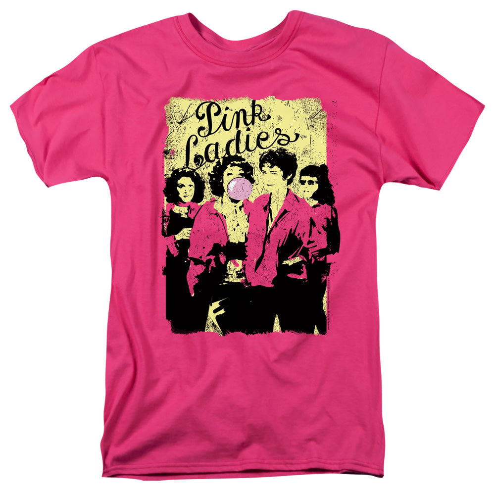 AN OFFCIALLY LICENSED GREASE PINK LADIES MEN'S REGULAR FIT T-SHIRT HOT PINK