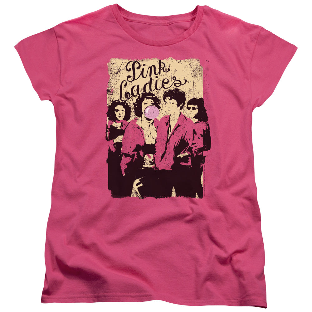 AN OFFCIALLY LICENSED GREASE PINK LADIES WOMEN'S REGULAR FIT T-SHIRT HOT PINK