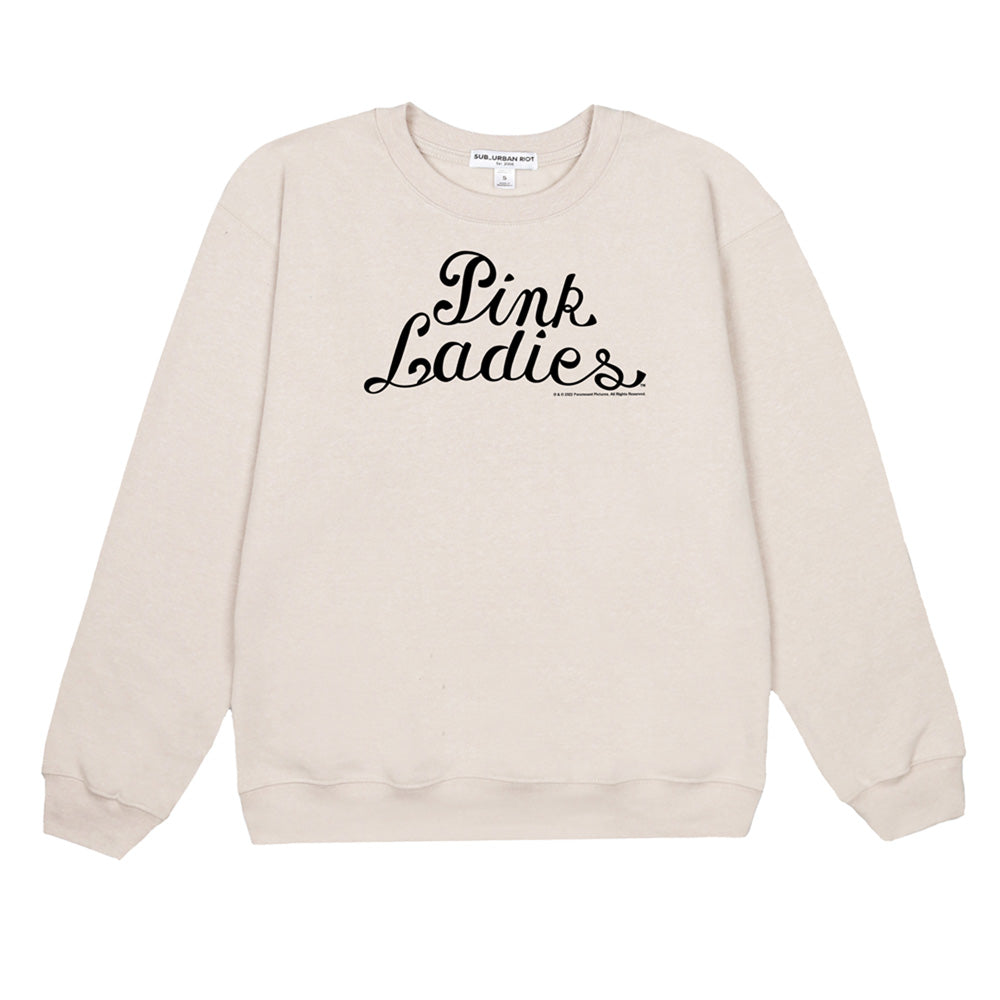 AN OFFCIALLY LICENSED GREASE PINK LADIES LOGO WILLIOW SWEATSHIRT CREAM