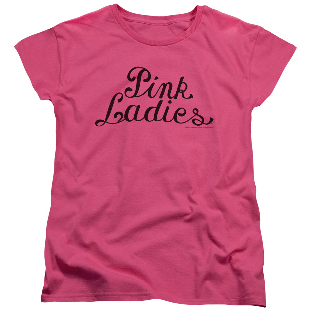 AN OFFCIALLY LICENSED GREASE PINK LADIES LOGO WOMEN'S REGULAR FIT T-SHIRT HOT PINK