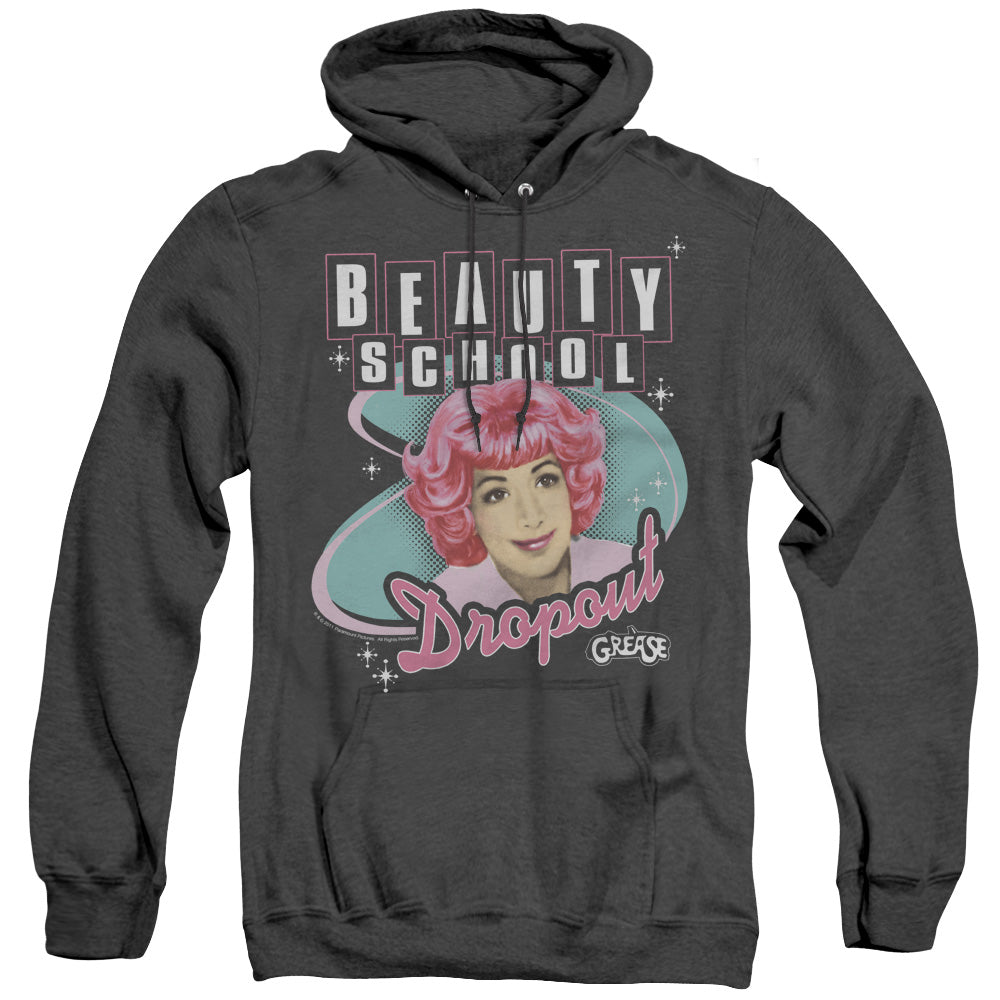 AN OFFCIALLY LICENSED GREASE BEAUTY SCHOOL DROPOUT ADULT UNISEX HEATHER PULLOVER HOODIE BLACK