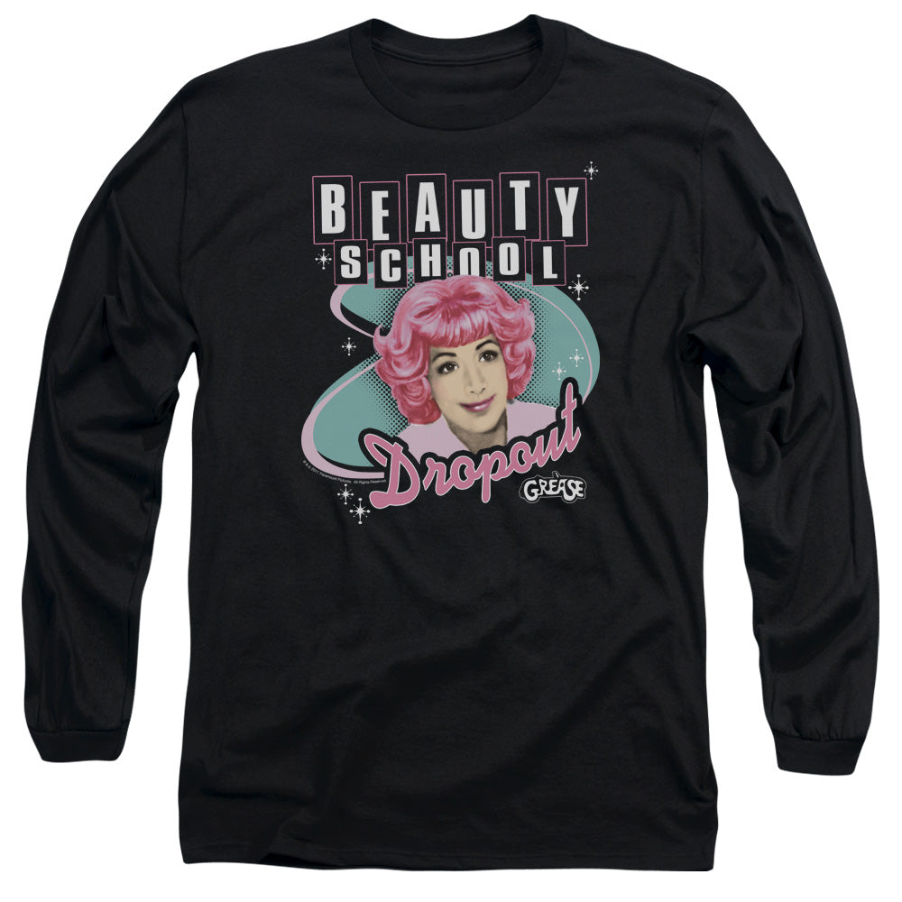 AN OFFCIALLY LICENSED GREASE BEAUTY SCHOOL DROPOUT MEN'S LONG SLEEVE T-SHIRT BLACK