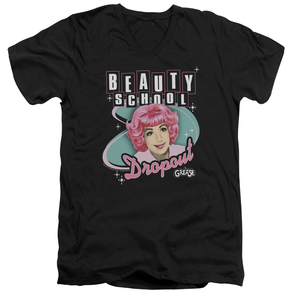 AN OFFCIALLY LICENSED GREASE BEAUTY SCHOOL DROPOUT MEN'S V-NECK T-SHIRT BLACK