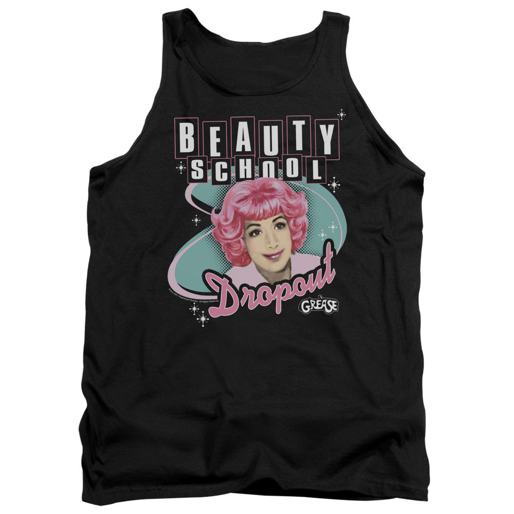 AN OFFCIALLY LICENSED GREASE BEAUTY SCHOOL DROPOUT ADULT UNISEX TANK TOP BLACK