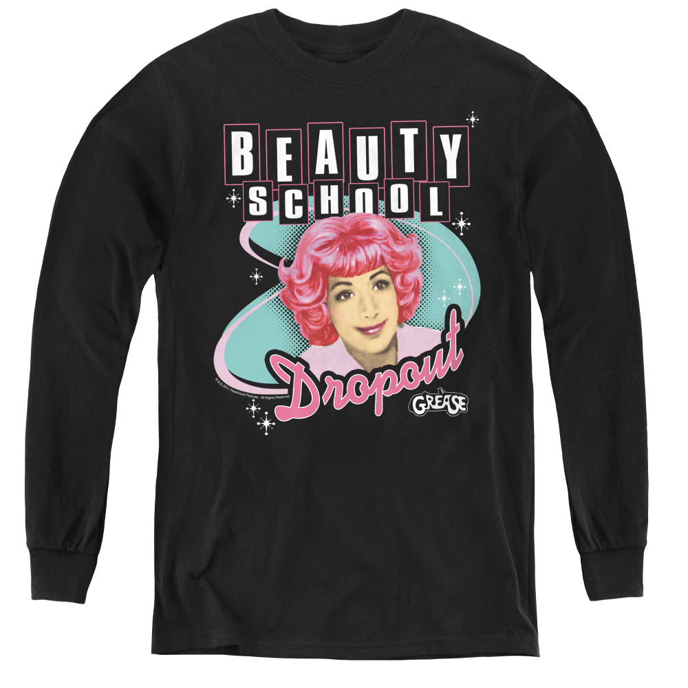 AN OFFCIALLY LICENSED GREASE BEAUTY SCHOOL DROPOUT YOUTH LONG SLEEVE T-SHIRT BLACK