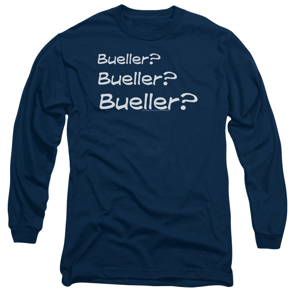 AN OFFCIALLY LICENSED FERRIS BUELLER BUELLER? MEN'S LONG SLEEVE T-SHIRT NAVY