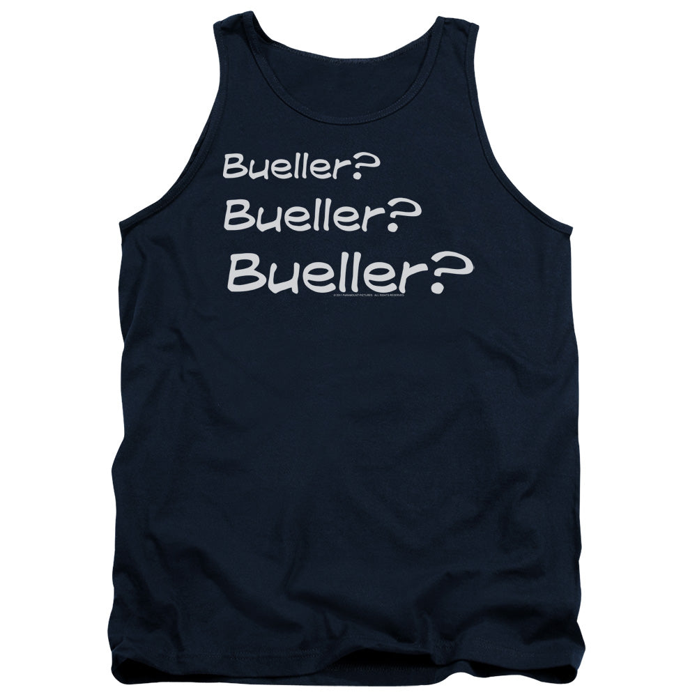 AN OFFCIALLY LICENSED FERRIS BUELLER BUELLER? ADULT UNISEX TANK TOP NAVY
