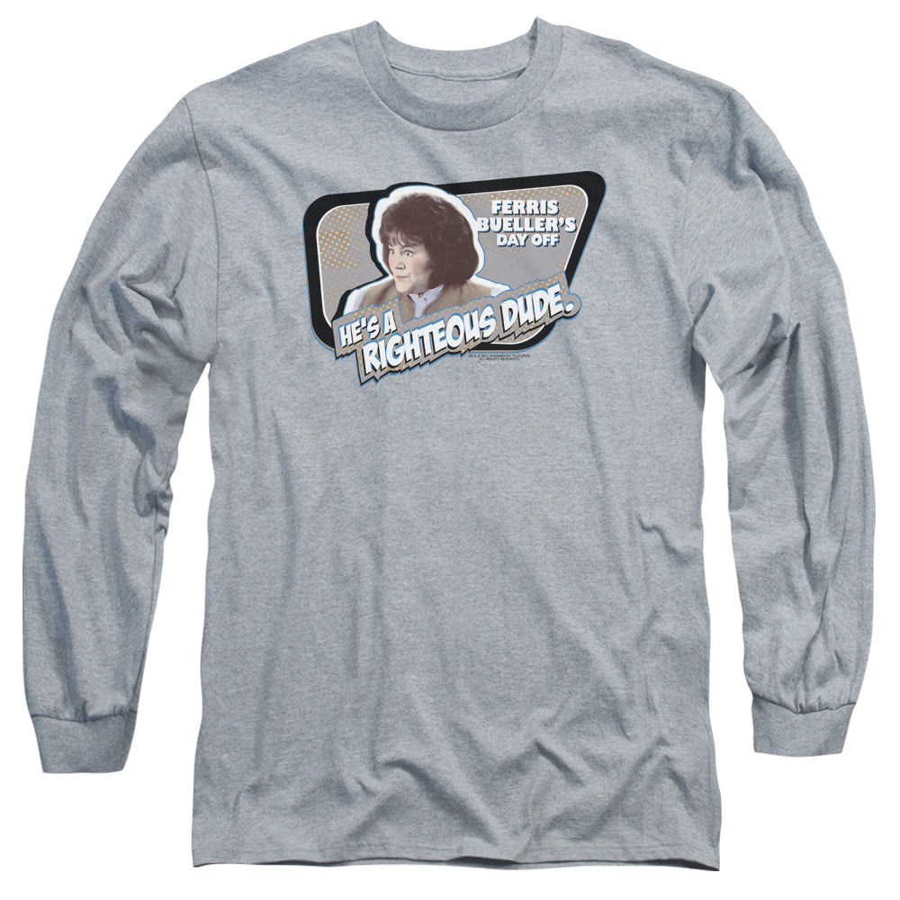 AN OFFCIALLY LICENSED FERRIS BUELLER GRACE MEN'S LONG SLEEVE T-SHIRT ATHLETIC HEATHER