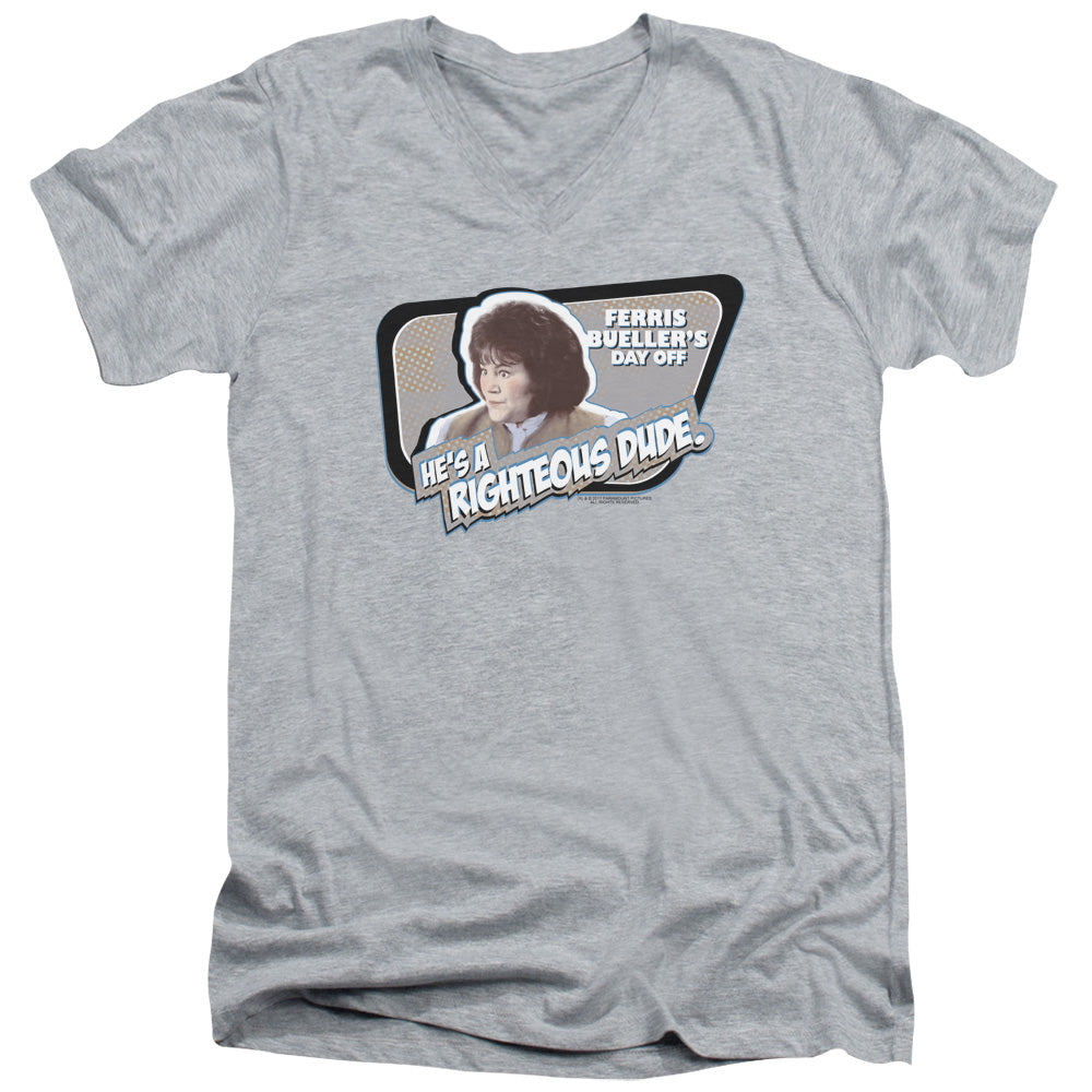 AN OFFCIALLY LICENSED FERRIS BUELLER GRACE MEN'S V-NECK T-SHIRT ATHLETIC HEATHER