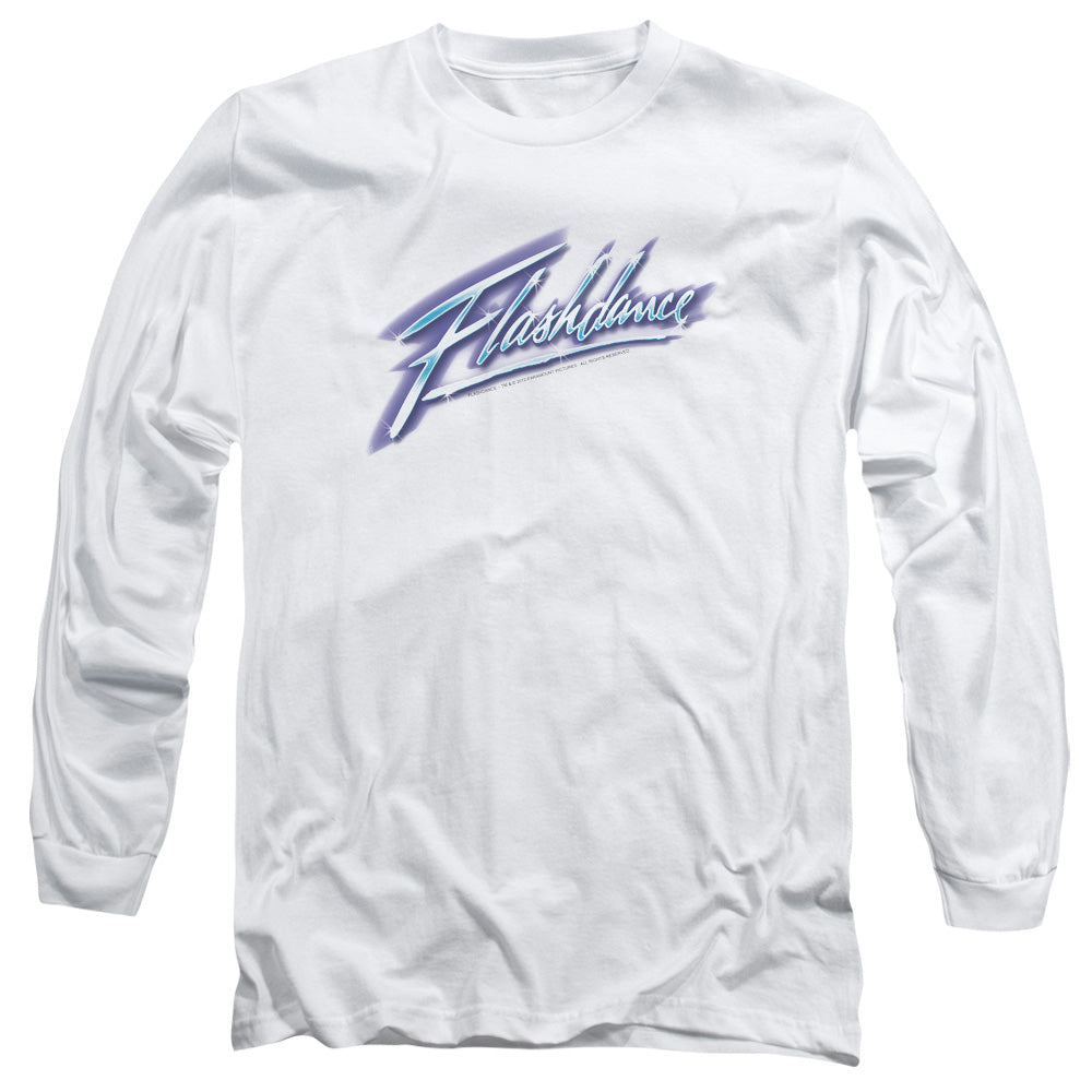 AN OFFCIALLY LICENSED FLASHDANCE LOGO MEN'S LONG SLEEVE T-SHIRT WHITE