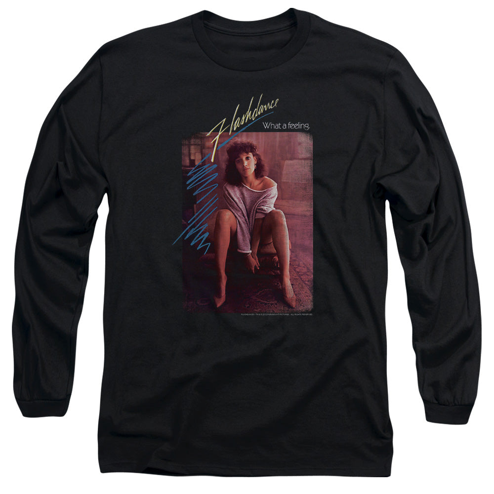 AN OFFCIALLY LICENSED FLASHDANCE TITLE MEN'S LONG SLEEVE T-SHIRT BLACK