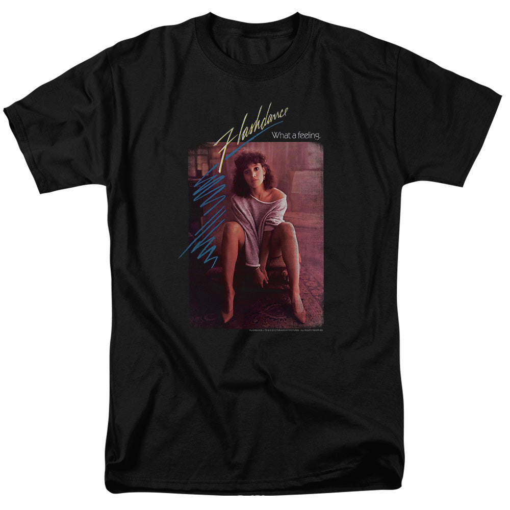 AN OFFCIALLY LICENSED FLASHDANCE TITLE MEN'S REGULAR FIT T-SHIRT BLACK