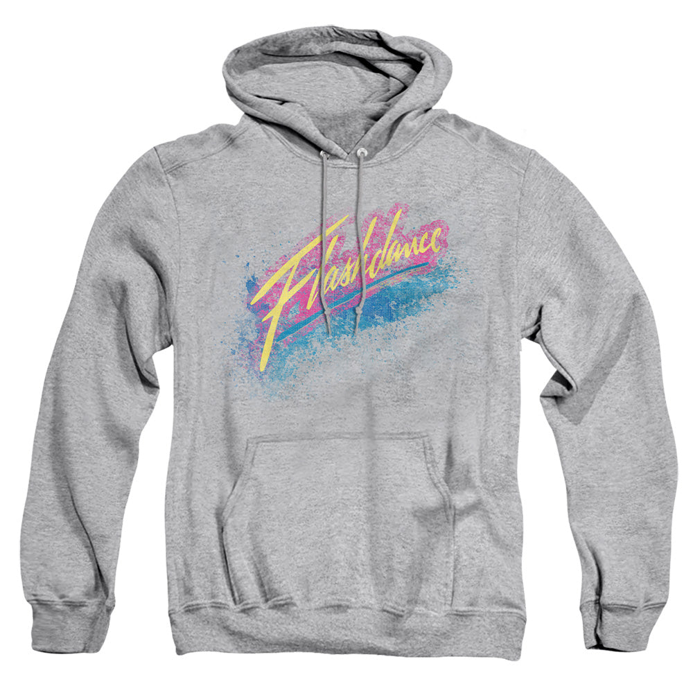 AN OFFCIALLY LICENSED FLASHDANCE SPRAY LOGO ADULT UNISEX PULLOVER HOODIE ATHLETIC HEATHER