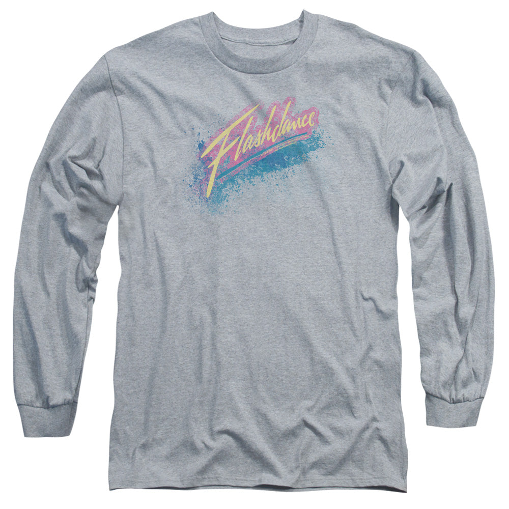 AN OFFCIALLY LICENSED FLASHDANCE SPRAY LOGO MEN'S LONG SLEEVE T-SHIRT ATHLETIC HEATHER