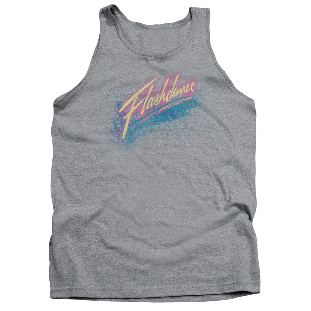 AN OFFCIALLY LICENSED FLASHDANCE SPRAY LOGO ADULT UNISEX TANK TOP ATHLETIC HEATHER