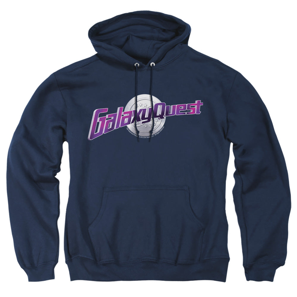 AN OFFCIALLY LICENSED GALAXY QUEST LOGO ADULT UNISEX PULLOVER HOODIE NAVY