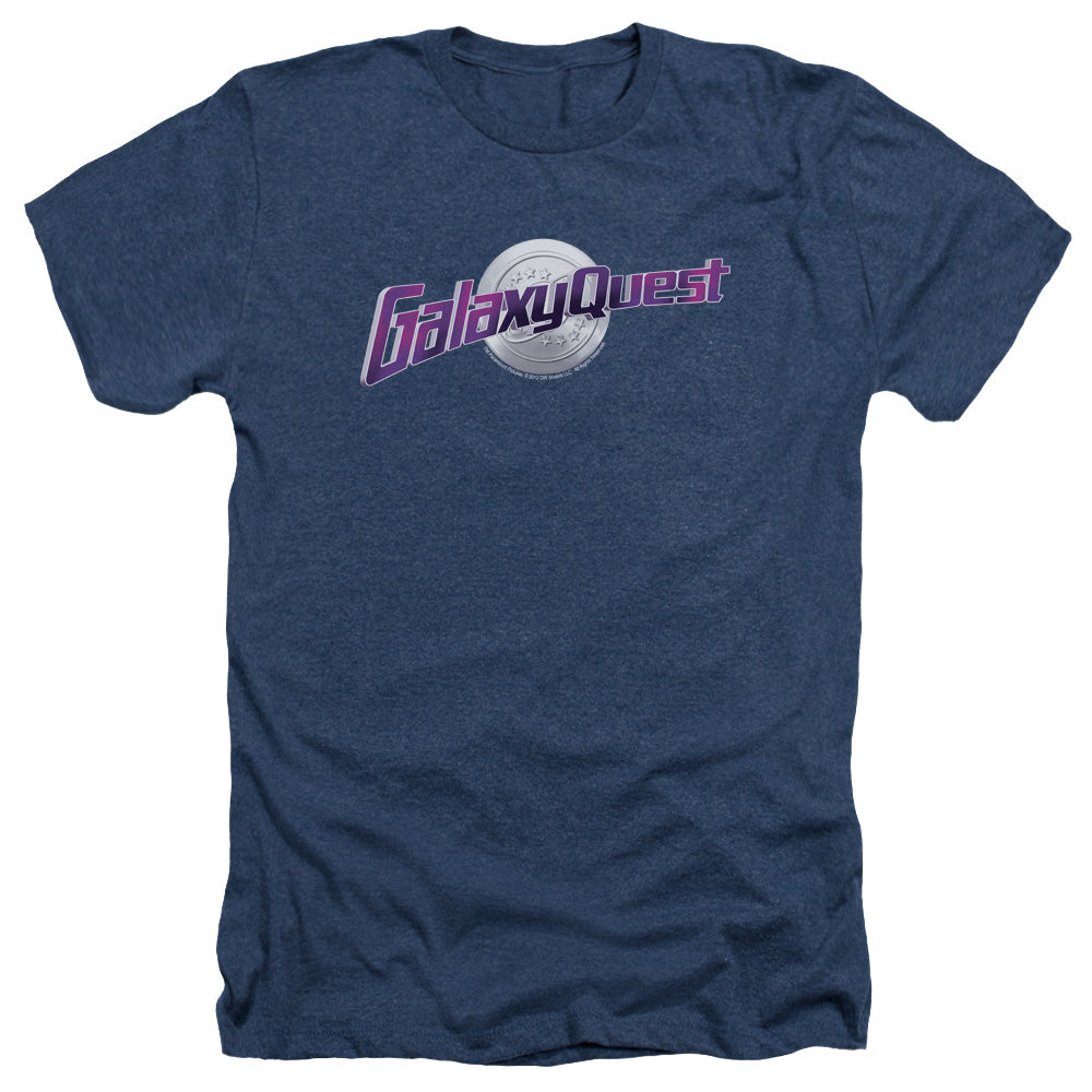 AN OFFCIALLY LICENSED GALAXY QUEST LOGO MEN'S HEATHER T-SHIRT NAVY