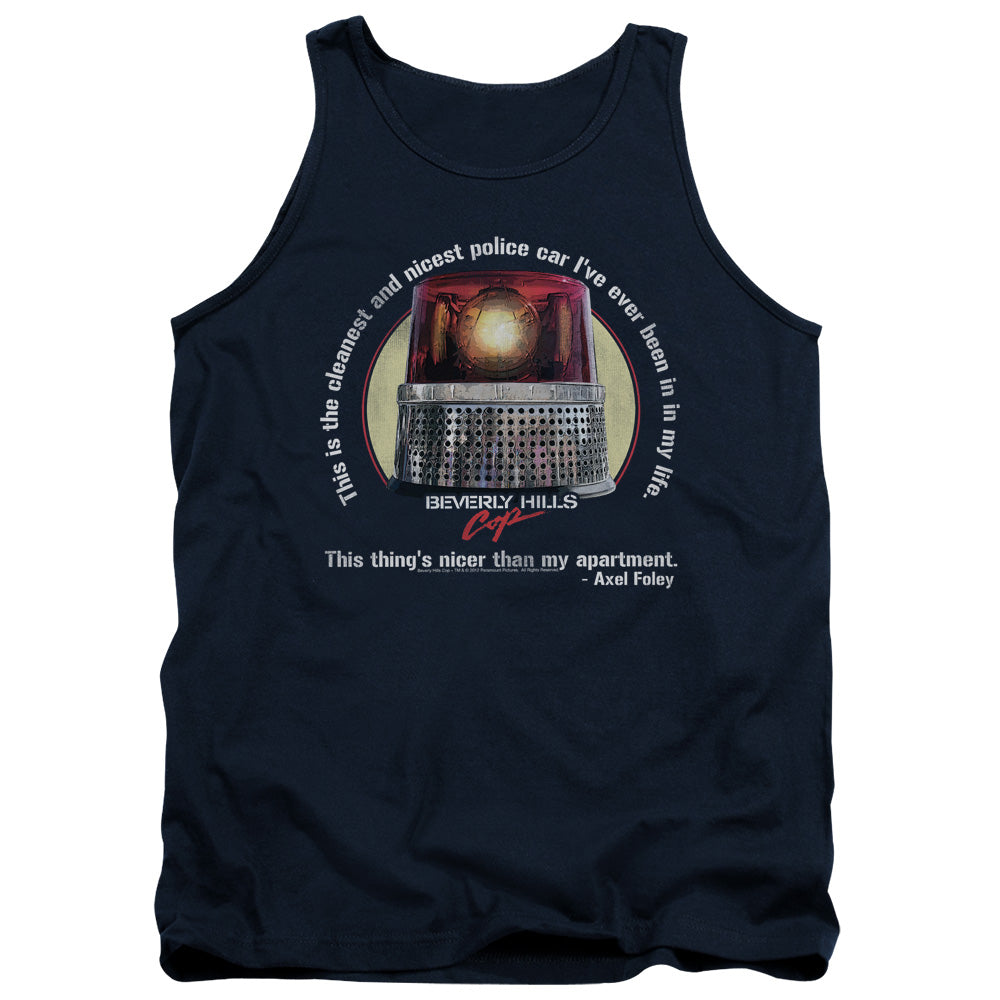 AN OFFCIALLY LICENSED BEVERLY HILLS COP NICEST POLICE CAR ADULT UNISEX TANK TOP NAVY