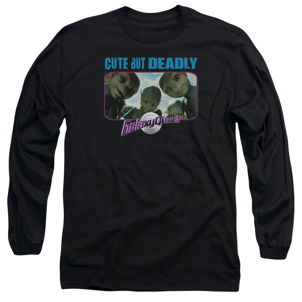 AN OFFCIALLY LICENSED GALAXY QUEST CUTE BUT DEADLY MEN'S LONG SLEEVE T-SHIRT BLACK