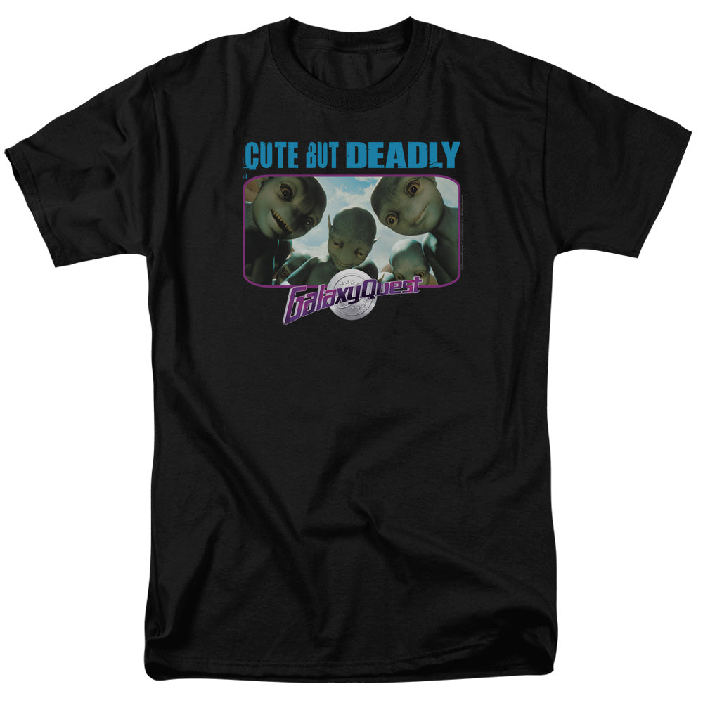 AN OFFCIALLY LICENSED GALAXY QUEST CUTE BUT DEADLY MEN'S REGULAR FIT T-SHIRT BLACK