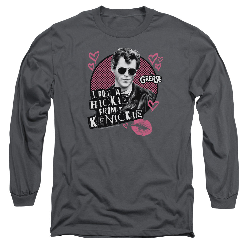 AN OFFCIALLY LICENSED GREASE KENICKIE MEN'S LONG SLEEVE T-SHIRT CHARCOAL