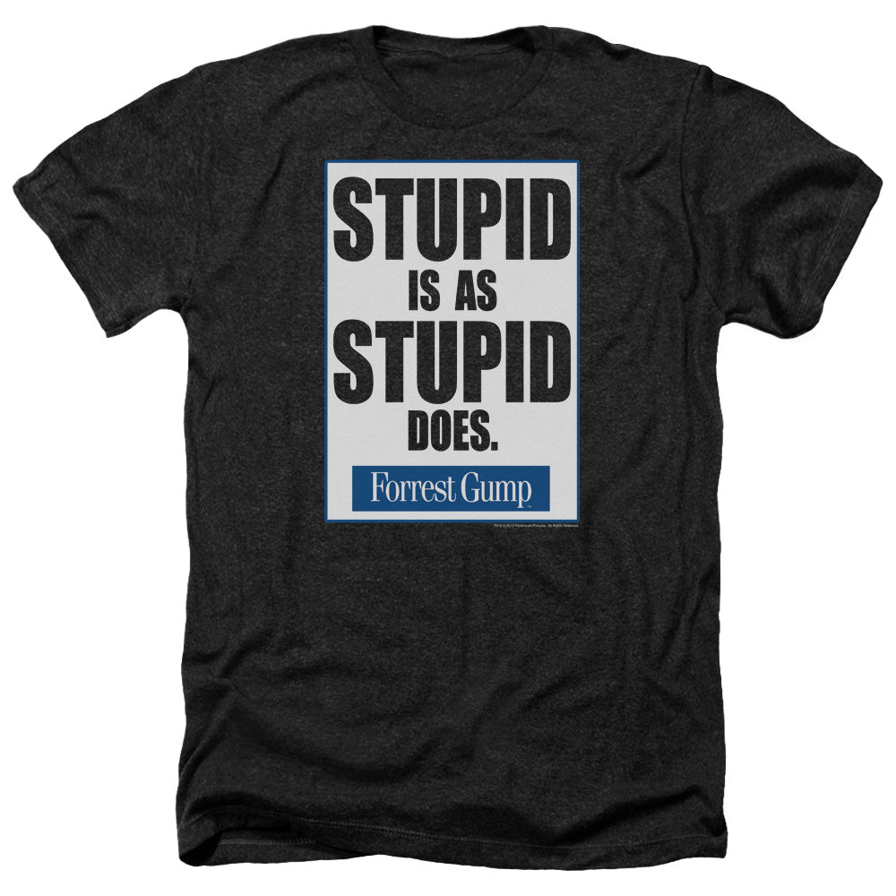 AN OFFCIALLY LICENSED FORREST GUMP STUPID IS MEN'S HEATHER T-SHIRT CHARCOAL