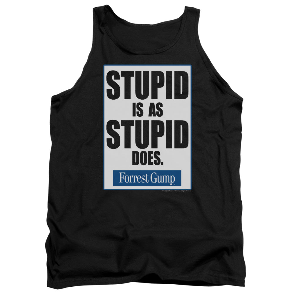 AN OFFCIALLY LICENSED FORREST GUMP STUPID IS ADULT UNISEX TANK TOP BLACK