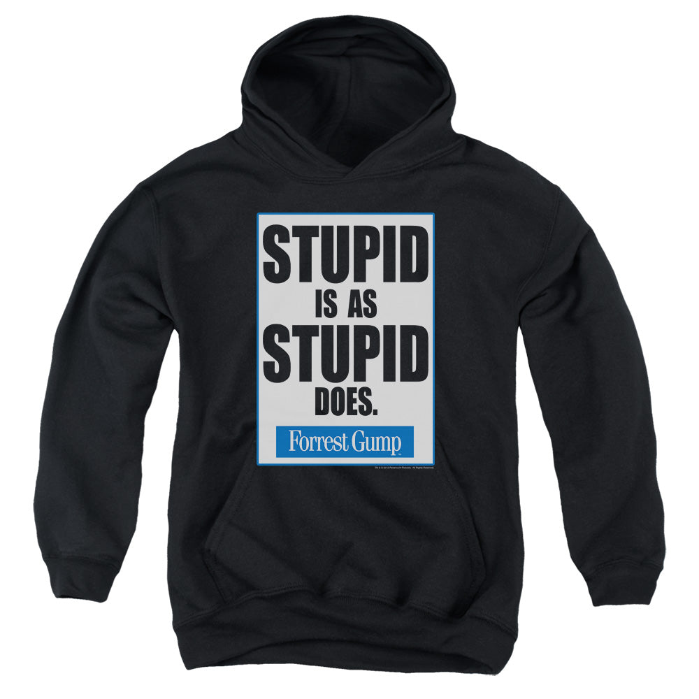 AN OFFCIALLY LICENSED FORREST GUMP STUPID IS YOUTH HOODIE BLACK
