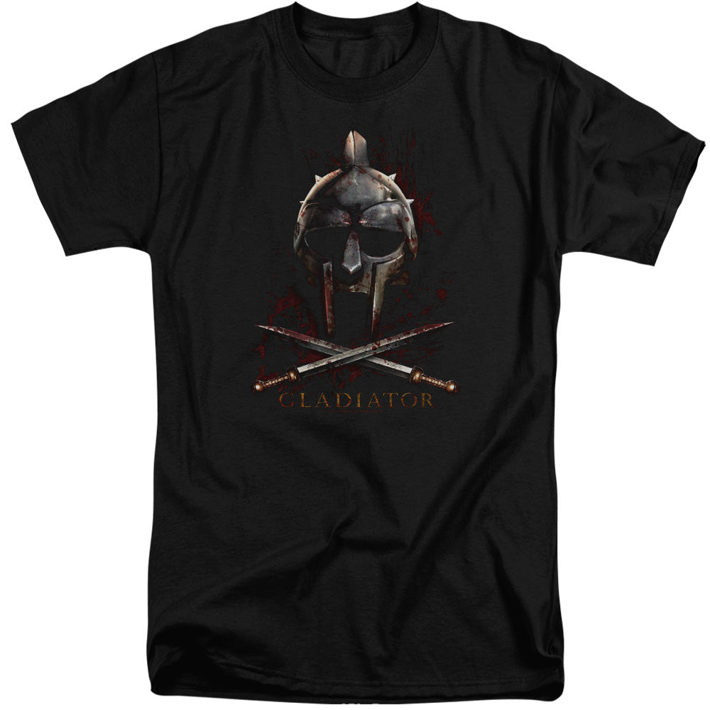 AN OFFCIALLY LICENSED GLADIATOR HELMET MEN'S TALL FIT T-SHIRT BLACK