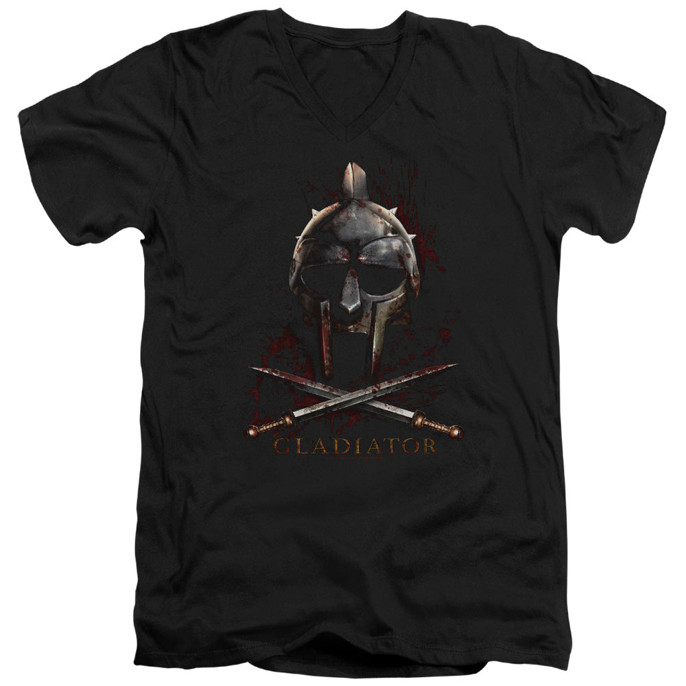 AN OFFCIALLY LICENSED GLADIATOR HELMET MEN'S V-NECK T-SHIRT BLACK