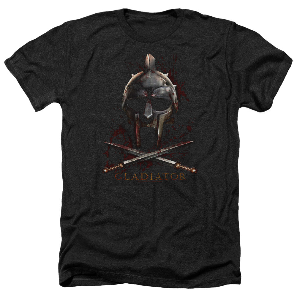 AN OFFCIALLY LICENSED GLADIATOR HELMET MEN'S HEATHER T-SHIRT CHARCOAL