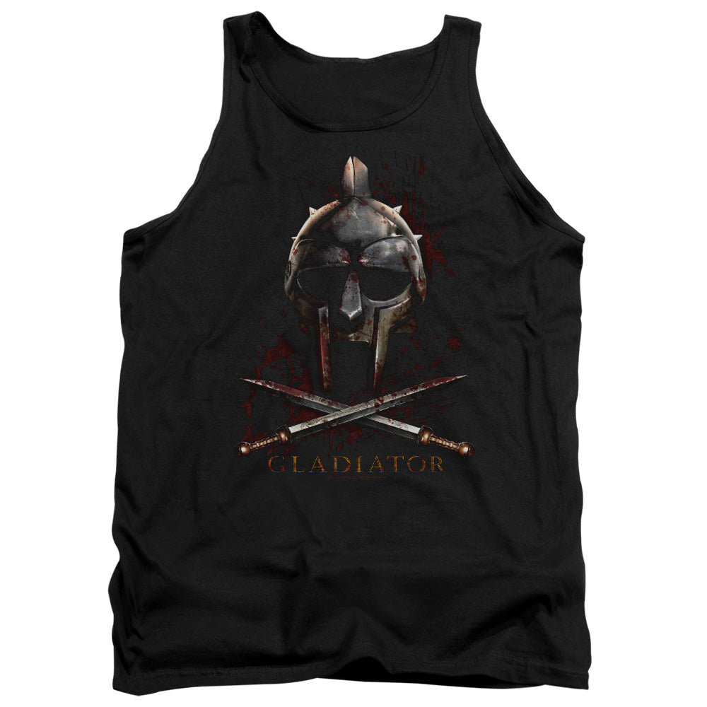 AN OFFCIALLY LICENSED GLADIATOR HELMET ADULT UNISEX TANK TOP BLACK