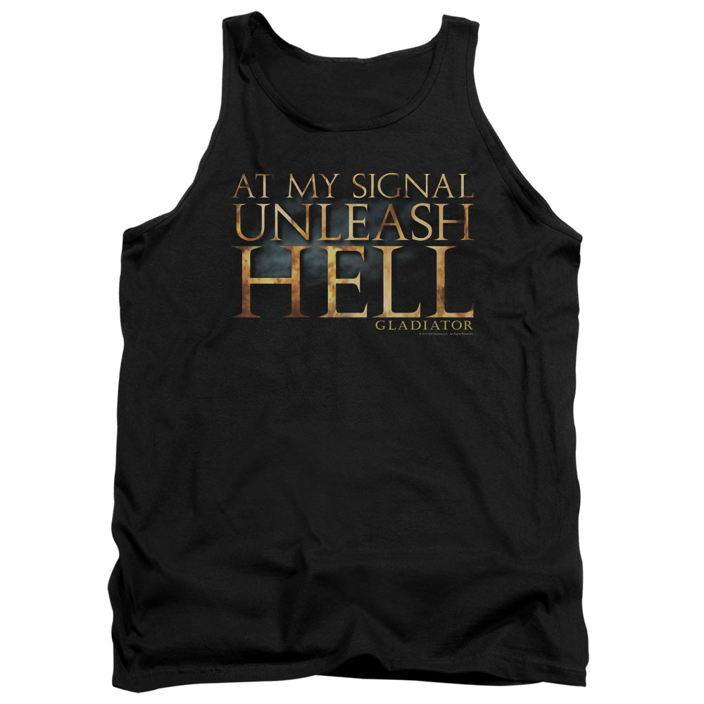 AN OFFCIALLY LICENSED GLADIATOR UNLEASH HELL ADULT UNISEX TANK TOP BLACK
