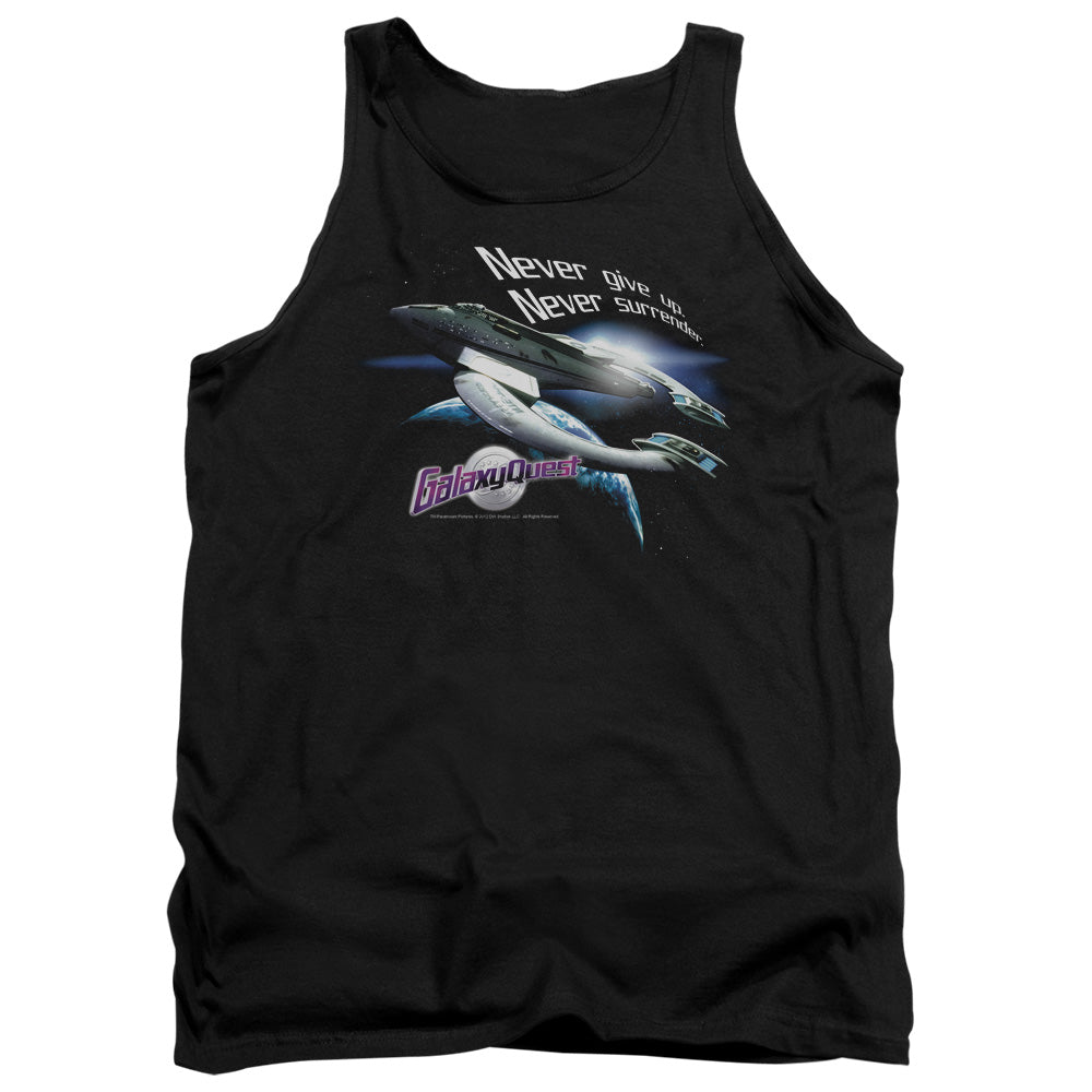 AN OFFCIALLY LICENSED GALAXY QUEST NEVER SURRENDER ADULT UNISEX TANK TOP BLACK