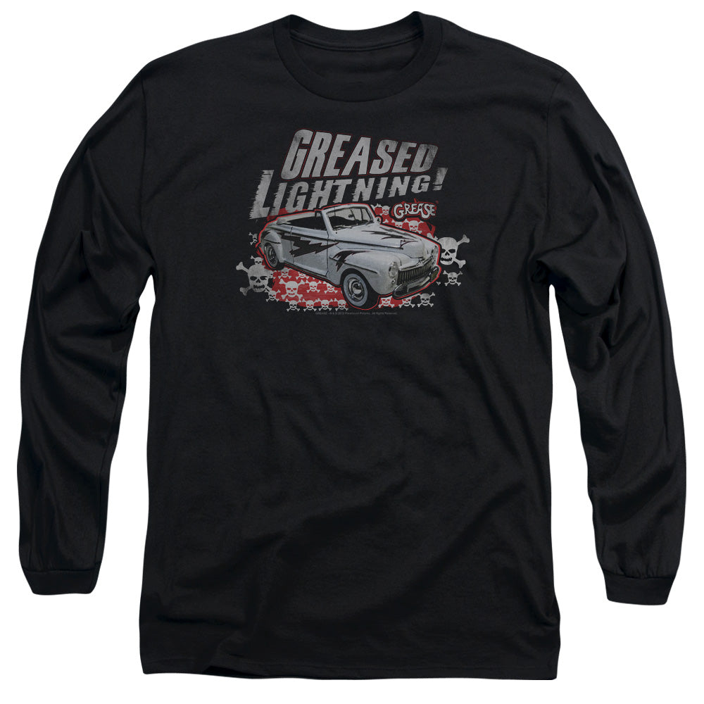 AN OFFCIALLY LICENSED GREASE GREASED LIGHTENING MEN'S LONG SLEEVE T-SHIRT BLACK