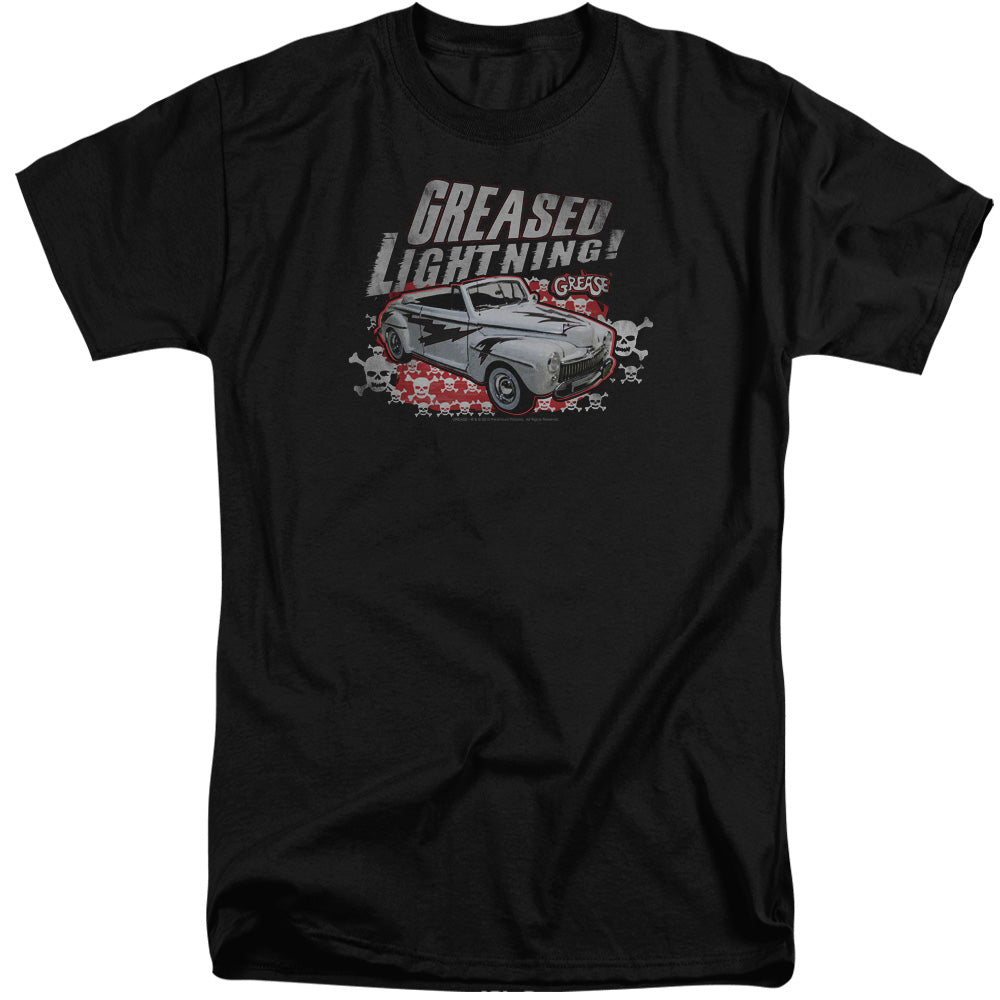 AN OFFCIALLY LICENSED GREASE GREASED LIGHTENING MEN'S TALL FIT T-SHIRT BLACK
