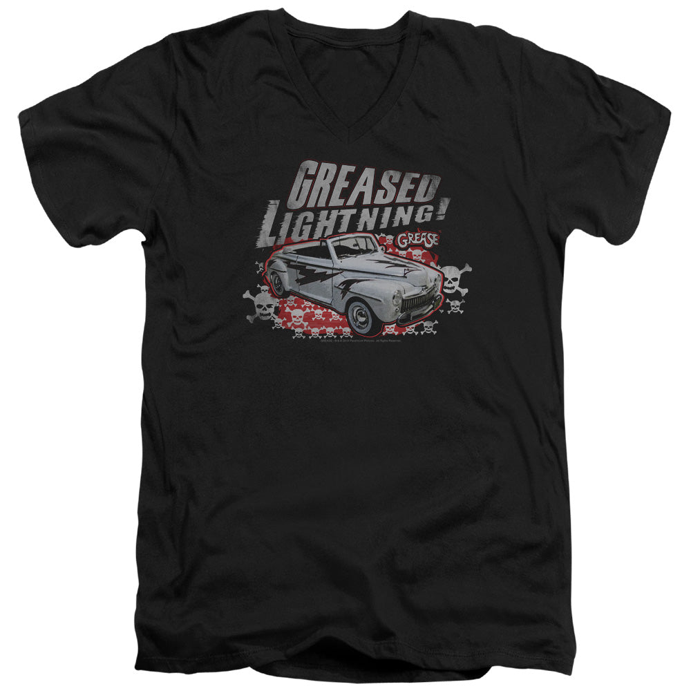 AN OFFCIALLY LICENSED GREASE GREASED LIGHTENING MEN'S V-NECK T-SHIRT BLACK