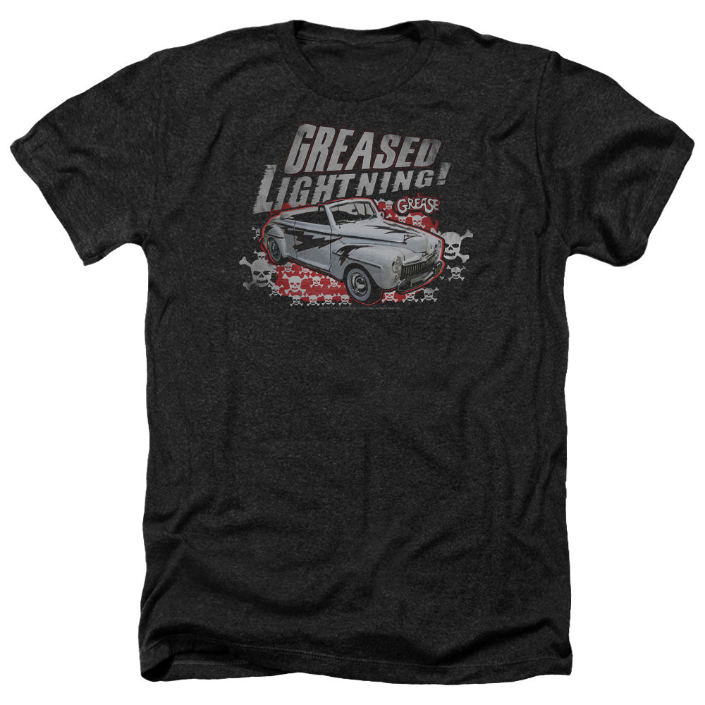 AN OFFCIALLY LICENSED GREASE GREASED LIGHTENING MEN'S HEATHER T-SHIRT CHARCOAL