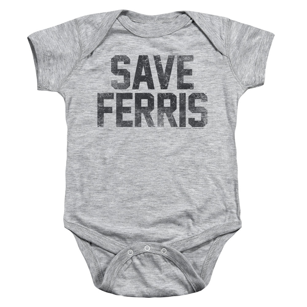 AN OFFCIALLY LICENSED FERRIS BUELLER SAVE FERRIS BABY BODYSUIT ATHLETIC HEATHER