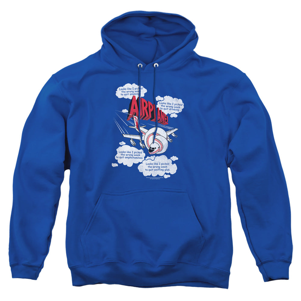 AN OFFCIALLY LICENSED AIRPLANE PICKED THE WRONG DAY ADULT UNISEX PULLOVER HOODIE ROYAL