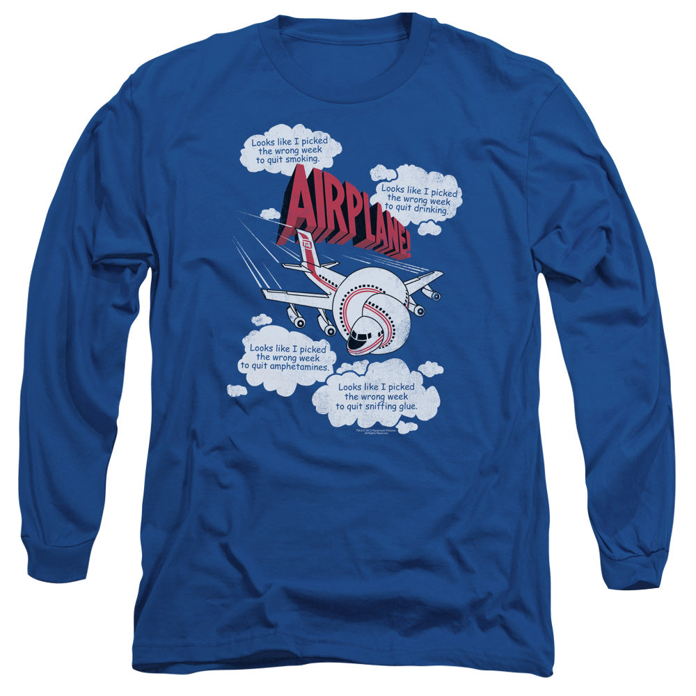 AN OFFCIALLY LICENSED AIRPLANE PICKED THE WRONG DAY MEN'S LONG SLEEVE T-SHIRT ROYAL
